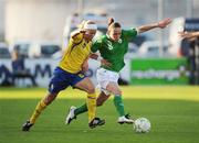 25 June 2008; Aine O'Gorman, Republic of Ireland, in action against Sara Thunebro, Sweden. UEFA Women's European Championship Qualifier, Group 2, Republic of Ireland v Sweden, Carlisle Grounds, Bray, Co. Wicklow. Picture credit: Stephen McCarthy / SPORTSFILE