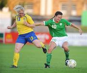 25 June 2008; Michele O'Brien, Republic of Ireland, in action against Frida Ostberg, Sweden. UEFA Women's European Championship Qualifier, Group 2, Republic of Ireland v Sweden, Carlisle Grounds, Bray, Co. Wicklow. Picture credit: Stephen McCarthy / SPORTSFILE