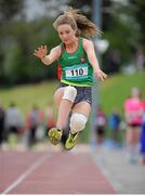 14 May 2015; Caolin Milton, Calasanctius College, Oranmore, Co. Galway, during the girls intermediate long jump event at the GloHealth Connacht Schools Track and Field Championships. Athlone IT, Athlone, Co. Westmeath. Picture credit: Sam Barnes / SPORTSFILE