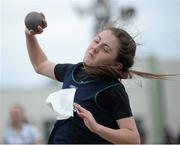 14 May 2015; Holly Davis, Ursuline College, Sligo, during the girls junior shot putt event at the GloHealth Connacht Schools Track and Field Championships. Athlone IT, Athlone, Co. Westmeath. Picture credit: Sam Barnes / SPORTSFILE
