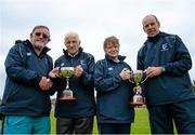 14 May 2015; Michael Roach, Connacht Schools Treasurer, Padraig Griffen, Maire Allen and Tommy Craddock, Connacht Schools Chairman, pose with the Padraig Griffen Cup and the Maire Allen Cup, which for the first time, are be awarded to the best male athlete and best female athlete respectively at the end of the  GloHealth Connacht Schools Track and Field Championships. Athlone IT, Athlone, Co. Westmeath. Picture credit: Sam Barnes / SPORTSFILE