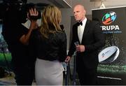 13 May 2015; Munster and Ireland's Paul O'Connell is interviewed by the media at the Hibernia College IRUPA Rugby Player Awards 2015. Burlington Hotel, Dublin. Picture credit: Brendan Moran / SPORTSFILE