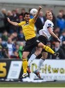 15 May 2015; Philip Lowry, Derry City, in action against Chris Shields, Dundalk. SSE Airtricity League, Premier Division, Dundalk v Derry City. Oriel Park, Dundalk, Co. Louth. Photo by Sportsfile