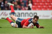 16 May 2015; Andrew Smith, Munster, scores his side's first try. Guinness PRO12, Round 22, Munster v Newport Gwent Dragons. Irish Independent Park, Cork. Picture credit: Diarmuid Greene / SPORTSFILE