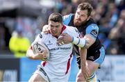 16 May 2015; Sam Arnold, Ulster, is tackled by Sean Lamont, Glasgow Warriors. Guinness PRO12, Round 22, Glasgow Warriors v Ulster, Scotstoun Stadium, Glasgow, Scotland. Picture credit: Craig Watson / SPORTSFILE