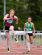 16 May 2015; Clodagh O'Mahoney, Laurel Hill Colaiste, Co. Limerick, during the Womens senior 100m Hurdles at the GloHealth Munster Schools Track and Field Championships. Cork CIT, Cork. Picture credit: Sam Barnes / SPORTSFILE