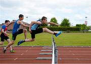 16 May 2015; Jake Vermeer, Comeragh College, Carrick On Suir, Co. Tipperary, leads the Boys Junior 80m Hurdles at the GloHealth Munster Schools Track and Field Championships. Cork CIT, Cork. Picture credit: Sam Barnes / SPORTSFILE