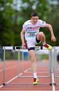 16 May 2015; Kevin O'Leary, Hazelwood College, Dromcolliher, Co. Limerick, during the Intermediate Boys 100m Hurdles at the GloHealth Munster Schools Track and Field Championships. Cork CIT, Cork. Picture credit: Sam Barnes / SPORTSFILE