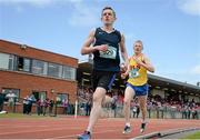 16 May 2015; Andrew Kennedy, St Mary's Newport, Co. Tipperary, leads Conor Quinn, De La Selle College, Co. Waterford, during the Boys Intermediate 800m at the GloHealth Munster Schools Track and Field Championships. Cork CIT, Cork. Picture credit: Sam Barnes / SPORTSFILE