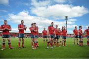 16 May 2015; Munster players acknowledge their fans after the game. Guinness PRO12, Round 22, Munster v Newport Gwent Dragons, Irish Independent Park, Cork. Picture credit: Eoin Noonan / SPORTSFILE