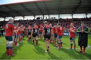 16 May 2015; Newport Gwent Dragons, make their way back into the tunnel. Guinness PRO12, Round 22, Munster v Newport Gwent Dragons, Irish Independent Park, Cork. Picture credit: Eoin Noonan / SPORTSFILE
