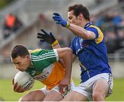 16 May 2015; Niall McNamee, Offaly, in action against Barry Gilleran, Longford. Leinster GAA Football Senior Championship, Round 1, Offaly v Longford, O'Connor Park, Tullamore, Co. Offaly. Picture credit: Ray McManus / SPORTSFILE