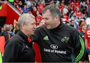 16 May 2015; Munster head coach Anthony Foley with Newport Gwent Dragons director of rugby Lyn Jones after the game. Guinness PRO12, Round 22, Munster v Newport Gwent Dragons. Irish Independent Park, Cork. Picture credit: Diarmuid Greene / SPORTSFILE