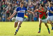 16 May 2015; Donal Kingston, Laois, in action against Benny Kavanagh, Carlow. Leinster GAA Football Senior Championship, Round 1, Carlow v Laois, Netwatch Cullen Park, Carlow. Picture credit: Matt Browne / SPORTSFILE