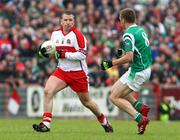 21 June 2008; Niall McCusker, Derry, in action against Martin McGrath, Fermanagh. Ulster GAA Senior Football Championship Semi Final, Derry v Fermanagh, Healy Park, Omagh, Co. Tyrone. Picture credit: Oliver McVeigh / SPORTSFILE