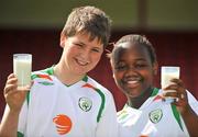 23 June 2008; The Football Association of Ireland announced a new partnership programme with the National Dairy Council (NDC) to promote the School Milk & Dairy Programme through the eircom League of Ireland's network of Club Promotions Officers. At a photocall are pupils of Our Lady of Lourdes NS, Inchicore, Glen Keogh, age 12, and Dion Brown, age 12. Richmond Park, Dublin. Picture credit: Brian Lawless / SPORTSFILE