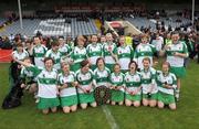 22 June 2008; Michael Davitt's, Co. Derry, celebrate with the trophy. Feile na nGael Camogie Finals, Division 2 Final, Michael Davitt's, Co. Derry v Lismore, Co. Waterford, O'Moore Park, Portlaoise, Laois. Picture credit: Matt Browne / SPORTSFILE