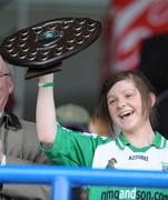 22 June 2008; Noleen McKenna, Michael Davitt's, Co. Derry, captain lifts the trophy. Feile na nGael Camogie Finals, Division 2 Final, Michael Davitt's, Co. Derry v Lismore, Co. Waterford, O'Moore Park, Portlaoise, Laois. Picture credit: Matt Browne / SPORTSFILE