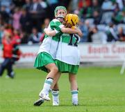 22 June 2008; Catherine McKeefry and Mairead McNicholl,12, Michael Davitt's, Co.Derry, celebrate at the final whistle. Feile na nGael Camogie Finals, Division 2 Final, Michael Davitt's, Co.Derry v Lismore, Co. Waterford, O'Moore Park, Portlaoise, Laois. Picture credit: Matt Browne / SPORTSFILE