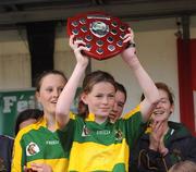 22 June 2008; Kerry captain Marie Quirke lifts the trophy. Feile na nGael Camogie Finals, Division 4 Final, Kerry v Clonad, Portlaoise. O'Moore Park. Portlaoise, Laois. Picture credit: Matt Browne / SPORTSFILE