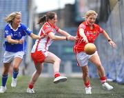 24 June 2008; At the launch of the 2008 Ladies Football Golden Boot Award, from left, Tracey Lawlor, Laois, Gemma Begley, Tyrone and Valerie Mulcahy, Cork. The award is being run in partnership with the Sunday Independent and Puma. The overall winner of the Golden Boot Award will be the player who scores the largest combined number of goals and points during the Senior Championship. The inaugural Golden Boot Award was won by Cora Staunton, Mayo, with Mulcahy and Begley completing the top three of 2007 Championship scorers. Croke Park, Dublin. Picture credit: Brendan Moran / SPORTSFILE