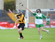 22 June 2008; Sinead Walsh, Lismore, Co. Waterford, in action against Aoife Coyle, Michael Davitt's, Co. Derry. Feile na nGael Camogie Finals, Division 2 Final, Michael Davitt's, Co. Derry v Lismore, Co. Waterford, O'Moore Park, Portlaoise, Laois. Picture credit: Matt Browne / SPORTSFILE