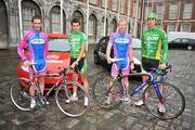 26 June 2008; Members of the Pezula racing team Ciaran Power, left, and David O'Loughlin with An Post cycling team riders Mark Cassidy and Isaac Speirs, right, at the launch of the 2008 Tour of Ireland cycle race which is being held from the 27th to 31st August. Tour of Ireland Launch, Dublin Castle, Dublin. Picture credit: Stephen McCarthy / SPORTSFILE