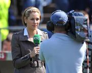 22 June 2008; RTE TV journalist Evanne Ni Chuilinn does a &quot;piece to camera&quot; before the game. GAA Hurling Munster Senior Championship Semi-Final, Limerick v Clare, Semple Stadium, Thurles, Co. Tipperary. Picture credit: Brendan Moran / SPORTSFILE