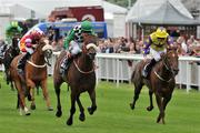 28 June 2008; Impossible Dream, centre, with Pat Smullen up, on their way to winning The Barry Bros and Rudd Fine Wine Handicap from second place Belle's Ridge, right, with William Lee up. Curragh Racecourse, Co. Kildare. Picture credit: Matt Browne / SPORTSFILE