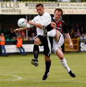 28 June 2008; Stephen O'Donnell, Bohemians, in action against Carl Ruffer, Rhyl. UEFA Intertoto Cup, First Round, 2nd Leg, Rhyl F.C. v Bohemians FC, Belle Vue Stadium, Grange Road, Rhyl, Denbighshire, Wales. Picture credit: Richard Lane / SPORTSFILE