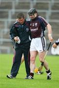 28 June 2008; Eugene Cloonan, Galway, is assisted after getting injury during the game. All-Ireland Senior Championship Qualifier, Round 1, Antrim v Galway, Casement Park, Belfast, Co. Antrim. Picture credit: Oliver McVeigh / SPORTSFILE