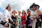 29 June 2008; From left, Clare Reilly, Karen King, Dara Singh, Lisa Heslin, Kelly Conway and Lorraine King enjoying a day out at the racing. Curragh Racecourse, Co. Kildare. Picture credit: Matt Browne / SPORTSFILE