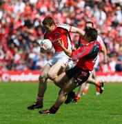 29 June 2008; Charlie Vernon, Armagh, in action against Damien Rafferty, Down. GAA Football Ulster Senior Championship Semi-Final, Down v Armagh, St Tighearnach's Park, Clones, Co. Monaghan. Picture credit: Oliver McVeigh / SPORTSFILE