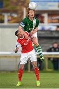 16 May 2015; Hugh Douglas, Bray Wanderers, in action against Morgan Langley, St.Patricks Athletic. Bray Wanderers. SSE Airtricity League Premier Division, Bray Wanderers v St.Patrick's Athletic, Carlisle Grounds, Bray, Co. Wicklow. Picture credit: Ray Lohan / SPORTSFILE