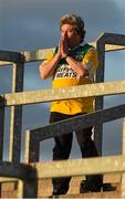 16 May 2015; Michael McDonagh, from Tullamore, Co. Offaly, an Honorary Member of the counties Supporters Club, reacts on the terrace, to various events on the field, as the game continues. Leinster GAA Football Senior Championship, Round 1, Offaly v Longford, O'Connor Park, Tullamore, Co. Offaly. Picture credit: Ray McManus / SPORTSFILE