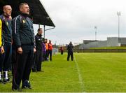 17 May 2015; Westmeath manager Tom Cribbin during the National Anthem. Leinster GAA Football Senior Championship, Round 1, Louth v Westmeath. County Grounds, Drogheda, Co, Louth. Picture credit: Ramsey Cardy / SPORTSFILE