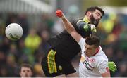 17 May 2015; Paul Durcan, Donegal, in action against Conor McAliskey, Tyrone. Ulster GAA Football Senior Championship, Preliminary Round, Donegal v Tyrone. MacCumhaill Park, Ballybofey, Co. Donegal. Picture credit: Stephen McCarthy / SPORTSFILE