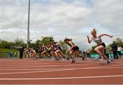 17 May 2015; The start of the womens 100m, heat 1. 2015 GloHealth AAI Games. Morton Stadium, Santry. Picture credit: Sam Barnes / SPORTSFILE