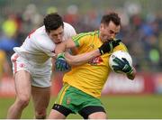 17 May 2015; Karl Lacey, Donegal, in action against Sean Cavanagh, Tyrone. Ulster GAA Football Senior Championship, Preliminary Round, Donegal v Tyrone. MacCumhaill Park, Ballybofey, Co. Donegal. Picture credit: Oliver McVeigh / SPORTSFILE