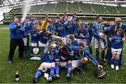 17 May 2015; Liffey Wanderers players celebrate at the with the trophy. FAI Junior Cup Final, in association with Umbro and Aviva, Liffey Wanderers v Sheriff YC. Aviva Stadium, Lansdowne Road, Dublin. Picture credit: David Maher / SPORTSFILE
