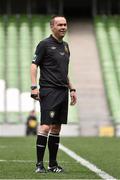 17 May 2015; Referee Conor Byrne. FAI Junior Cup Final, in association with Umbro and Aviva, Liffey Wanderers v Sheriff YC. Aviva Stadium, Lansdowne Road, Dublin. Picture credit: David Maher / SPORTSFILE