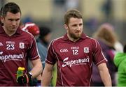 17 May 2015; Galway's Michel Lundy and Michael Martin at the end of the game. Connacht GAA Football Senior Championship Quarter-Final, Leitrim v Galway. Parc Sean Mac Diarmada. Picture credit: Ray Ryan / SPORTSFILE