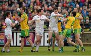 17 May 2015; Colm Cavanagh, Tyrone, in dispute with Ryan McHugh, Donegal late in the game. Ulster GAA Football Senior Championship, Preliminary Round, Donegal v Tyrone. MacCumhaill Park, Ballybofey, Co. Donegal. Picture credit: Oliver McVeigh / SPORTSFILE