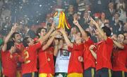29 June 2008; The Spain players celebrate with the cup. UEFA EURO 2008TM, Final, Germany v Spain, Ernst Happel Stadion, Vienna, Austria. Picture credit; Pat Murphy / SPORTSFILE