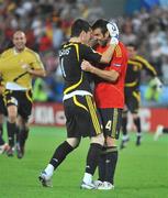 29 June 2008; Spain's Iker Casillas, left, and Carlos Marchena celebrate at the final whistle. UEFA EURO 2008TM, Final, Germany v Spain, Ernst Happel Stadion, Vienna, Austria. Picture credit; Pat Murphy / SPORTSFILE