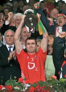 6 July 2008; Cork captain Graham Canty lifts the cup. GAA Football Munster Senior Championship Final, Kerry v Cork, Pairc Ui Chaoimh, Cork. Picture credit: Brendan Moran / SPORTSFILE