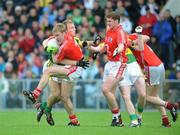 6 July 2008; Anthony Lynch, Cork, is blocked by Darren O'Sullivan, Kerry. GAA Football Munster Senior Championship Final, Kerry v Cork, Pairc Ui Chaoimh, Cork. Picture credit: Stephen McCarthy / SPORTSFILE