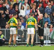 6 July 2008; Marc O Se, 2, Kerry, is shown a red card by referee Derek Fahy. GAA Football Munster Senior Championship Final, Kerry v Cork, Pairc Ui Chaoimh, Cork. Picture credit: Brendan Moran / SPORTSFILE