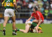 6 July 2008; Graham Canty, Cork, reacts after a clash with Seamus Scanlon, Kerry. Canty was subsequently had to leave the field with a suspected knee injury. GAA Football Munster Senior Championship Final, Kerry v Cork, Pairc Ui Chaoimh, Cork. Picture credit: Brendan Moran / SPORTSFILE