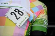 18 May 2015; A general view of a race number during Stage 2 of the 2015 An Post Rás. Carlow - Tipperary. Photo by Sportsfile